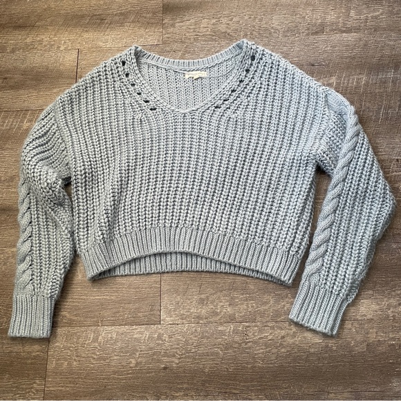 La Hearts Sweaters - La Hearts Heather Gray V-Neck Sweater